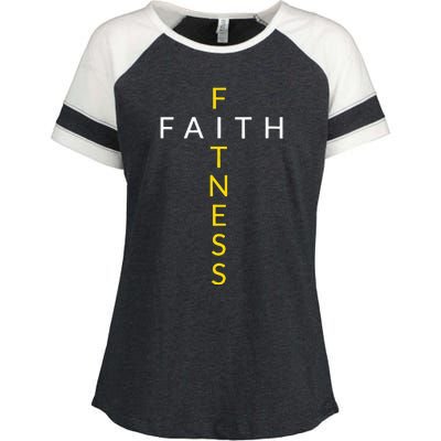 Faith Fitness Cross Christian Workout Modern Gym Enza Ladies Jersey Colorblock Tee