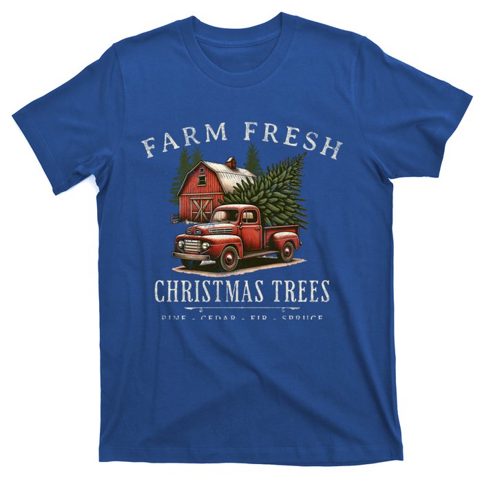 Farm Fresh Christmas Trees Rustic Farmhouse Vintage Truck Great Gift T-Shirt