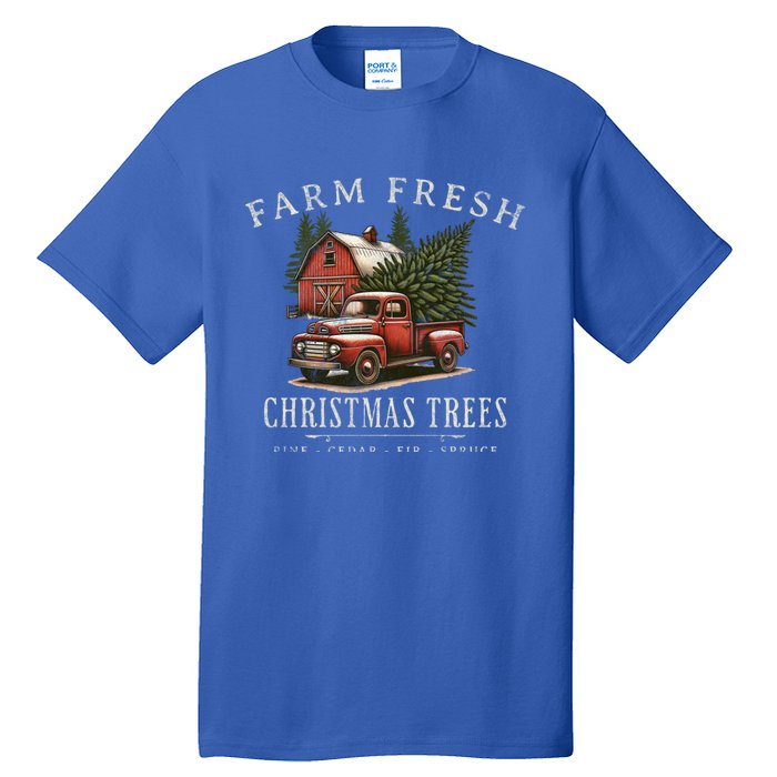 Farm Fresh Christmas Trees Rustic Farmhouse Vintage Truck Great Gift Tall T-Shirt