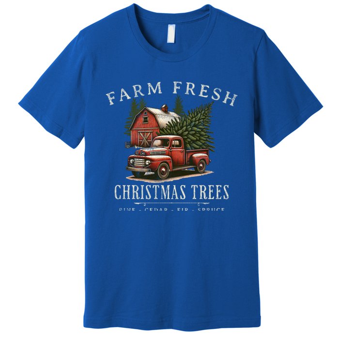 Farm Fresh Christmas Trees Rustic Farmhouse Vintage Truck Great Gift Premium T-Shirt