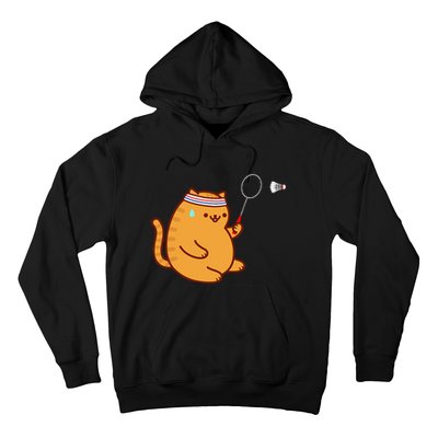 Funny Fat Cat Playing Badminton Hoodie