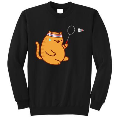 Funny Fat Cat Playing Badminton Sweatshirt