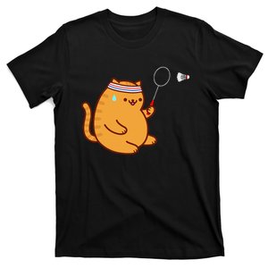 Funny Fat Cat Playing Badminton T-Shirt