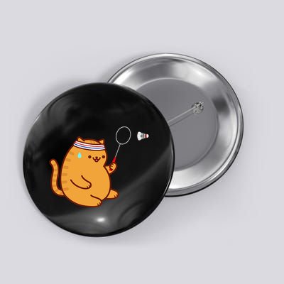Funny Fat Cat Playing Badminton Button