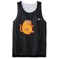 Funny Fat Cat Playing Badminton Mesh Reversible Basketball Jersey Tank