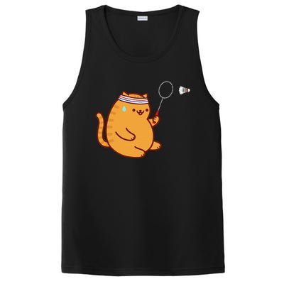 Funny Fat Cat Playing Badminton PosiCharge Competitor Tank