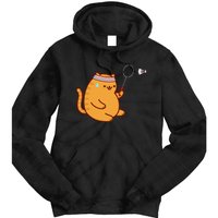 Funny Fat Cat Playing Badminton Tie Dye Hoodie