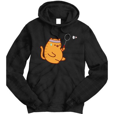 Funny Fat Cat Playing Badminton Tie Dye Hoodie