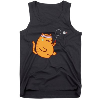 Funny Fat Cat Playing Badminton Tank Top