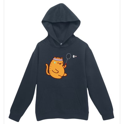 Funny Fat Cat Playing Badminton Urban Pullover Hoodie