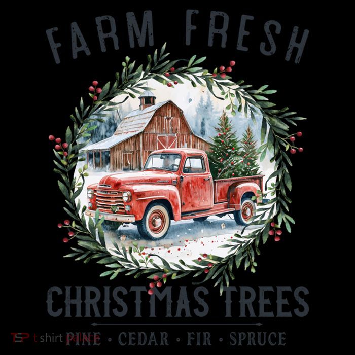 Farm Fresh Christmas Trees Vintage Red Truck And Barn Cute Gift Flatbill Hat