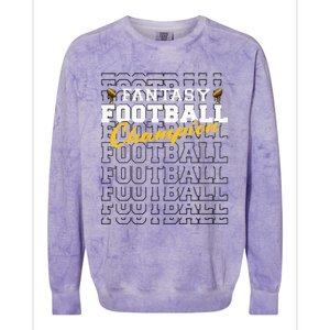 Fantasy Football Champion 2024 Football Champion Colorblast Crewneck Sweatshirt