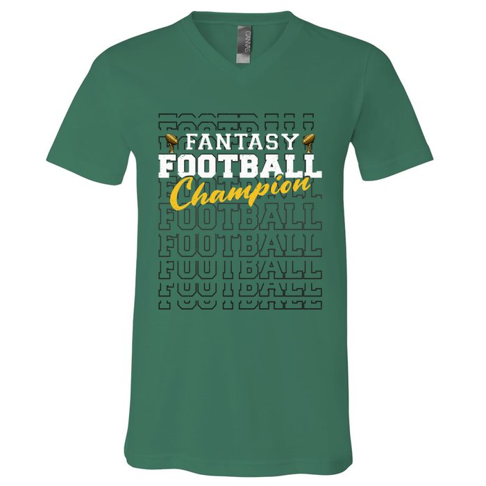 Fantasy Football Champion 2024 Football Champion V-Neck T-Shirt