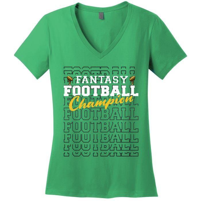 Fantasy Football Champion 2024 Football Champion Women's V-Neck T-Shirt