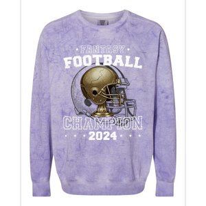 Fantasy Football Champion 2024 Shield Trophy Emblem Colorblast Crewneck Sweatshirt