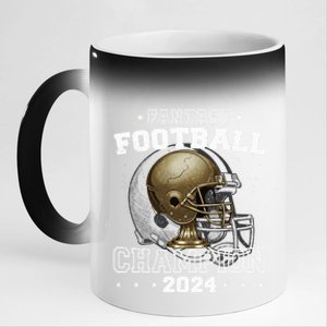 Fantasy Football Champion 2024 Shield Trophy Emblem 11oz Black Color Changing Mug