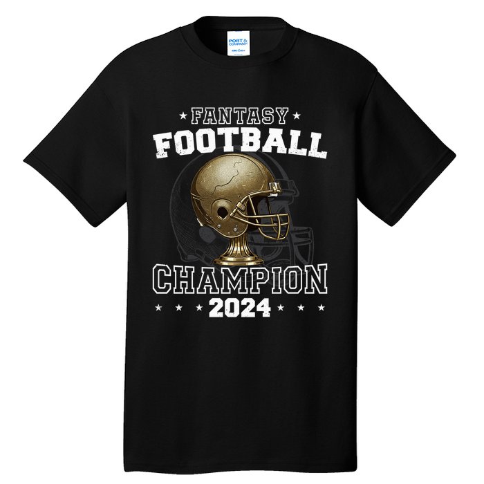 Fantasy Football Champion 2024 Shield Trophy Emblem Tall T-Shirt