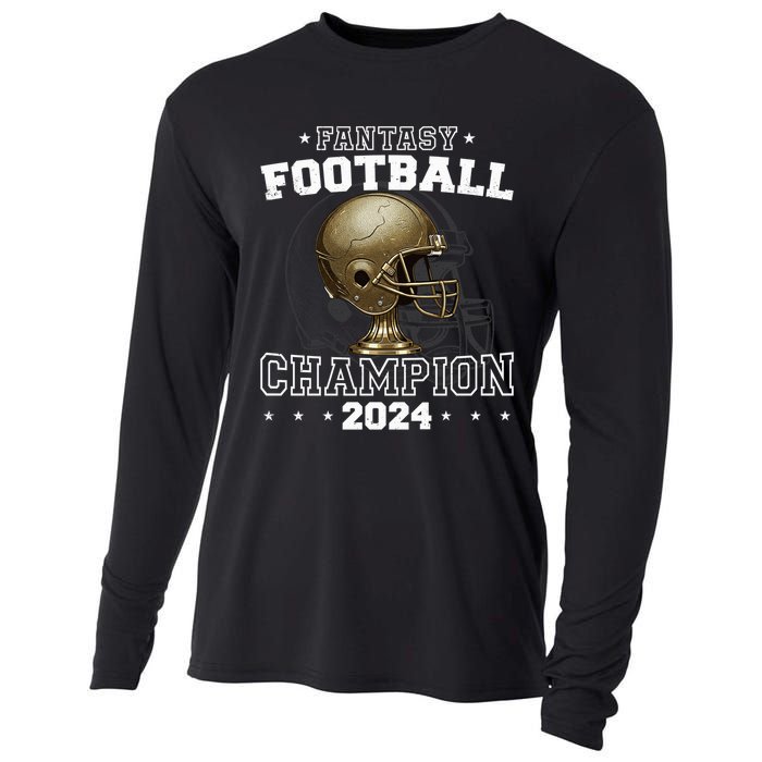 Fantasy Football Champion 2024 Shield Trophy Emblem Cooling Performance Long Sleeve Crew