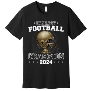 Fantasy Football Champion 2024 Shield Trophy Emblem Premium T-Shirt