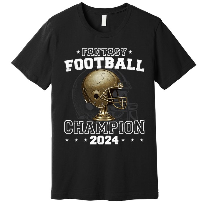 Fantasy Football Champion 2024 Shield Trophy Emblem Premium T-Shirt