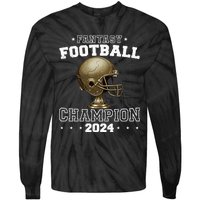 Fantasy Football Champion 2024 Shield Trophy Emblem Tie-Dye Long Sleeve Shirt