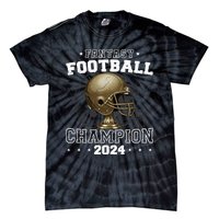 Fantasy Football Champion 2024 Shield Trophy Emblem Tie-Dye T-Shirt