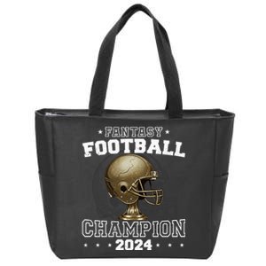 Fantasy Football Champion 2024 Shield Trophy Emblem Zip Tote Bag