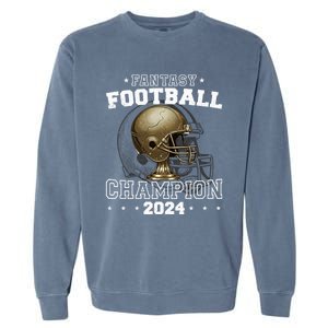 Fantasy Football Champion 2024 Shield Trophy Emblem Garment-Dyed Sweatshirt