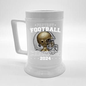 Fantasy Football Champion 2024 Shield Trophy Emblem Beer Stein