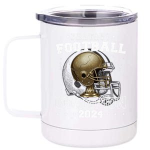 Fantasy Football Champion 2024 Shield Trophy Emblem 12 oz Stainless Steel Tumbler Cup