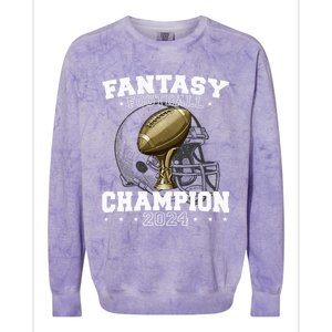 Fantasy Football Champion 2024 Shield Trophy Emblem Colorblast Crewneck Sweatshirt