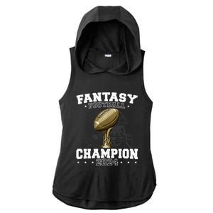 Fantasy Football Champion 2024 Shield Trophy Emblem Ladies PosiCharge Tri-Blend Wicking Draft Hoodie Tank