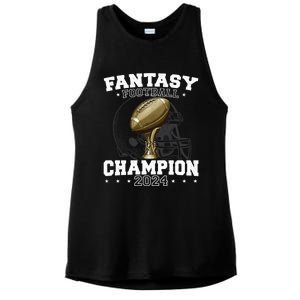 Fantasy Football Champion 2024 Shield Trophy Emblem Ladies PosiCharge Tri-Blend Wicking Tank