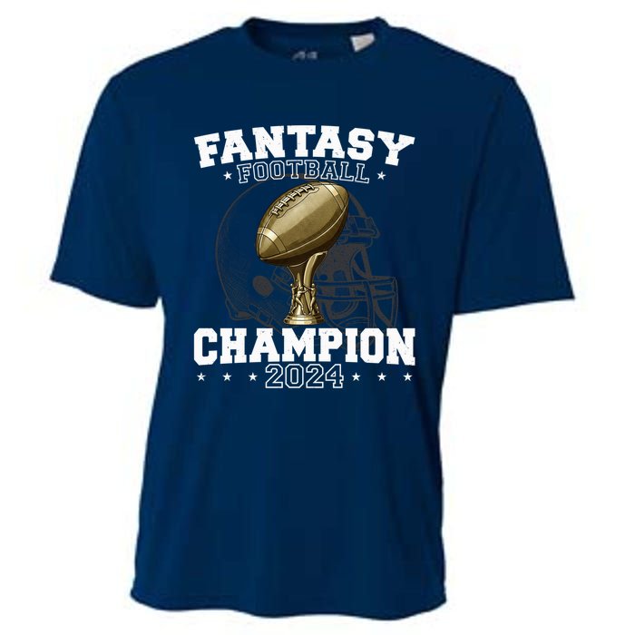 Fantasy Football Champion 2024 Shield Trophy Emblem Cooling Performance Crew T-Shirt