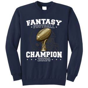 Fantasy Football Champion 2024 Shield Trophy Emblem Tall Sweatshirt