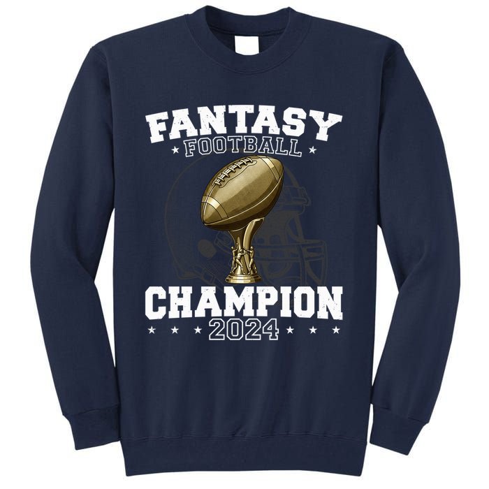 Fantasy Football Champion 2024 Shield Trophy Emblem Tall Sweatshirt