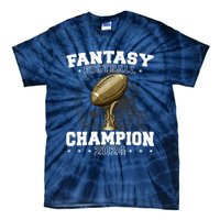 Fantasy Football Champion 2024 Shield Trophy Emblem Tie-Dye T-Shirt