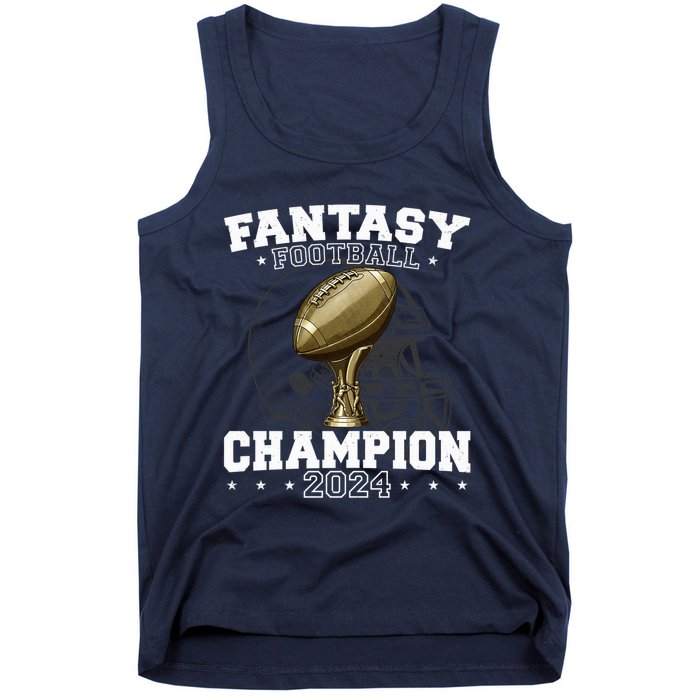 Fantasy Football Champion 2024 Shield Trophy Emblem Tank Top