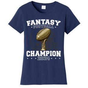 Fantasy Football Champion 2024 Shield Trophy Emblem Women's T-Shirt