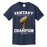 Fantasy Football Champion 2024 Shield Trophy Emblem Kids T-Shirt