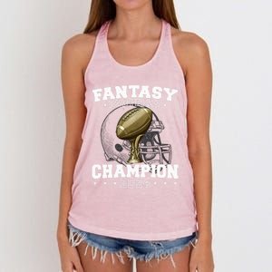 Fantasy Football Champion 2024 Shield Trophy Emblem Women's Knotted Racerback Tank