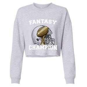 Fantasy Football Champion 2024 Shield Trophy Emblem Cropped Pullover Crew