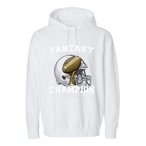 Fantasy Football Champion 2024 Shield Trophy Emblem Garment-Dyed Fleece Hoodie