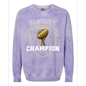 Fantasy Football Champion 2024 Shield Trophy Emblem Colorblast Crewneck Sweatshirt