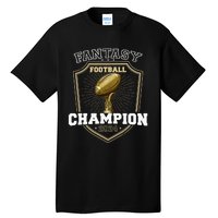 Fantasy Football Champion 2024 Shield Trophy Emblem Tall T-Shirt