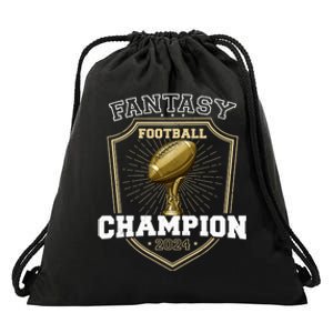 Fantasy Football Champion 2024 Shield Trophy Emblem Drawstring Bag