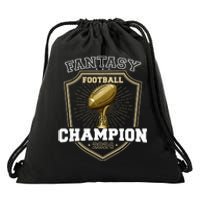 Fantasy Football Champion 2024 Shield Trophy Emblem Drawstring Bag