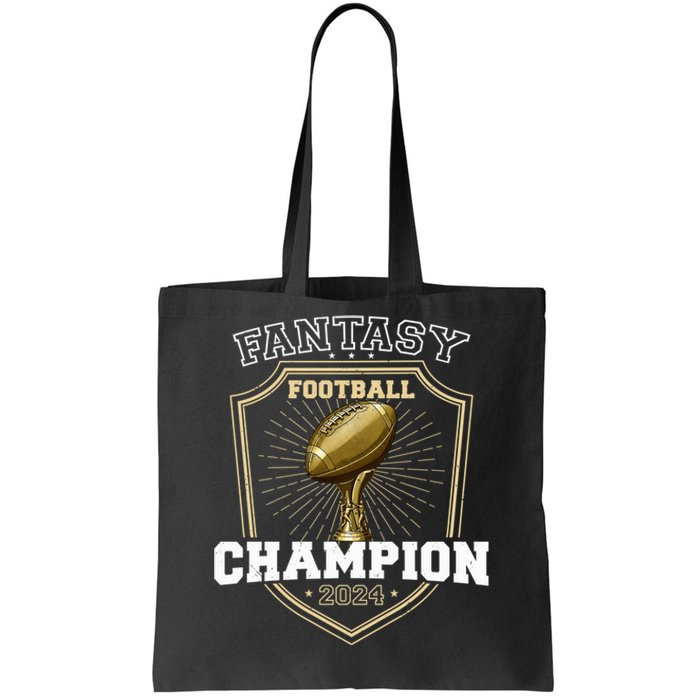 Fantasy Football Champion 2024 Shield Trophy Emblem Tote Bag