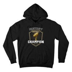 Fantasy Football Champion 2024 Shield Trophy Emblem Tall Hoodie