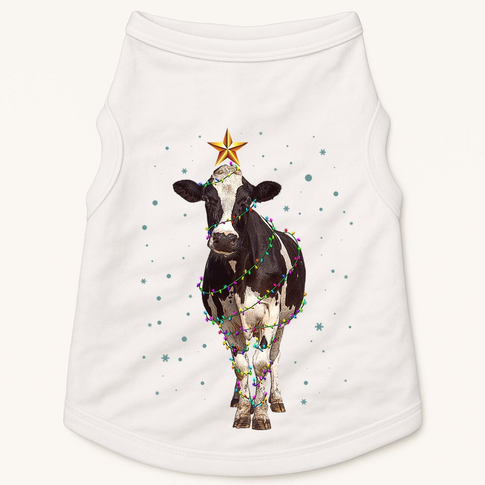 Funny Festive Christmas Lights Cow Doggie Tank
